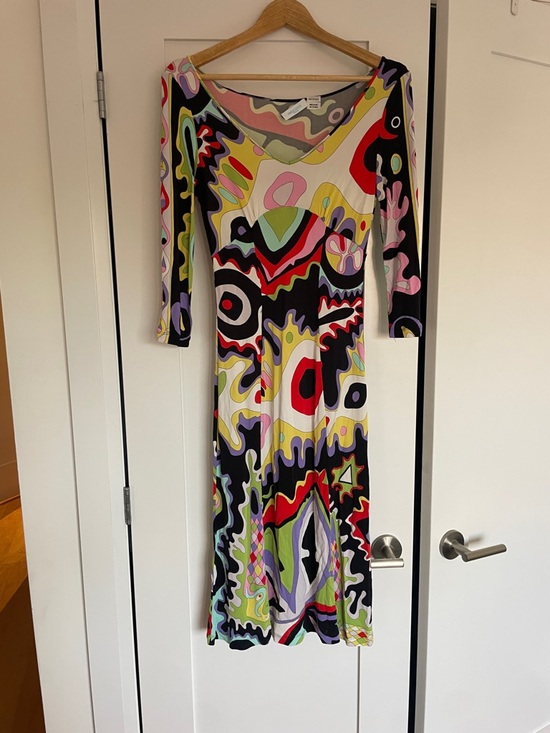 Emilio Pucci Dresses & Skirts - Emilio Pucci Multicolor Abstract V-Neck Long Sleeve Dress